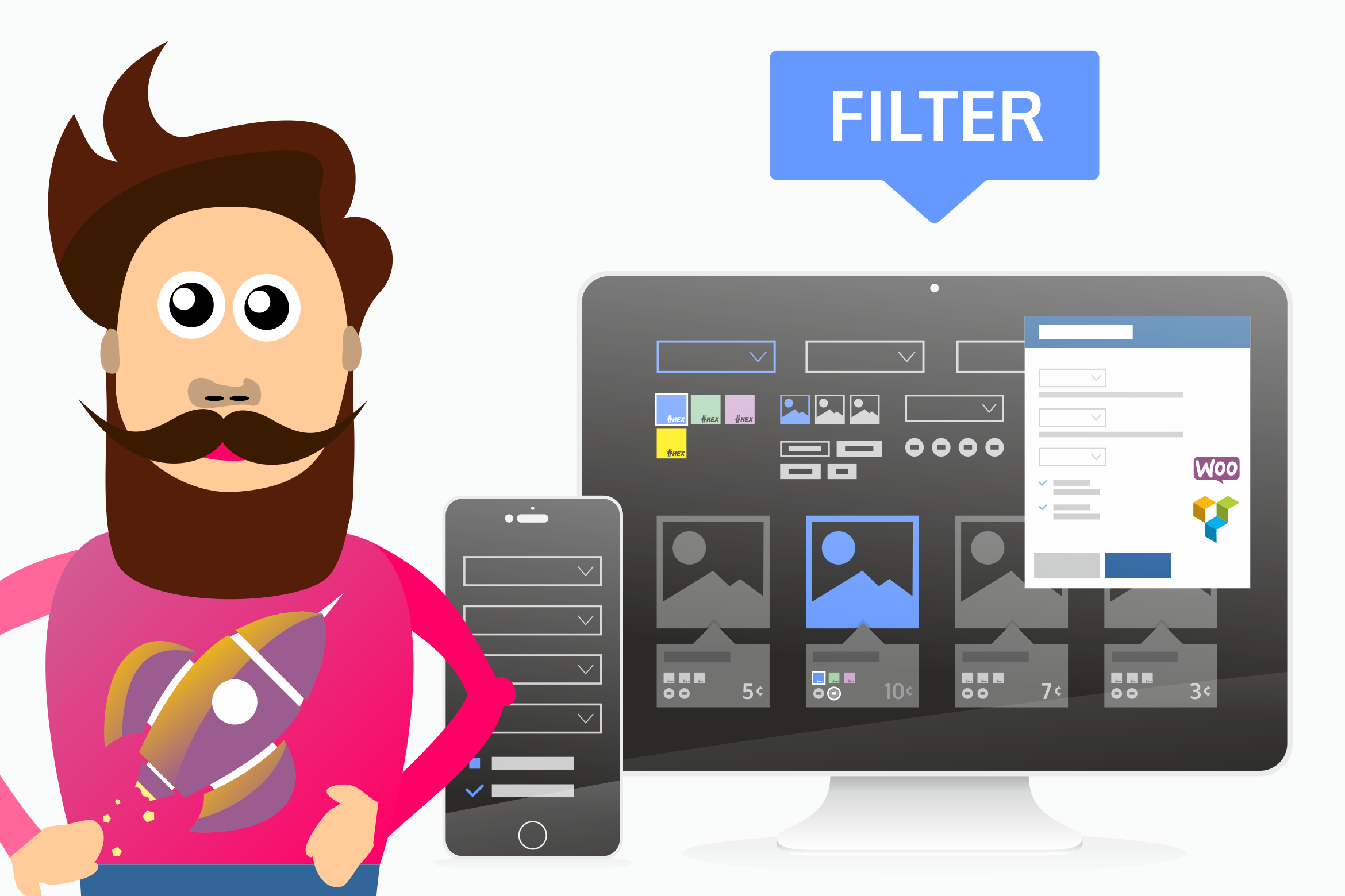 Advanced product options that work with filters and product pages